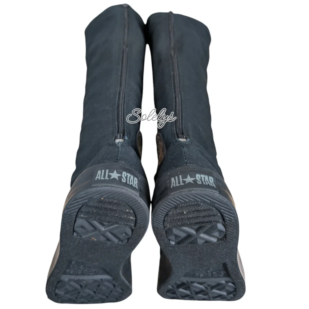 Converse 2009 XXHI Black Monochrome Custom Elastic Lace Knee High Sneaker M9 W11